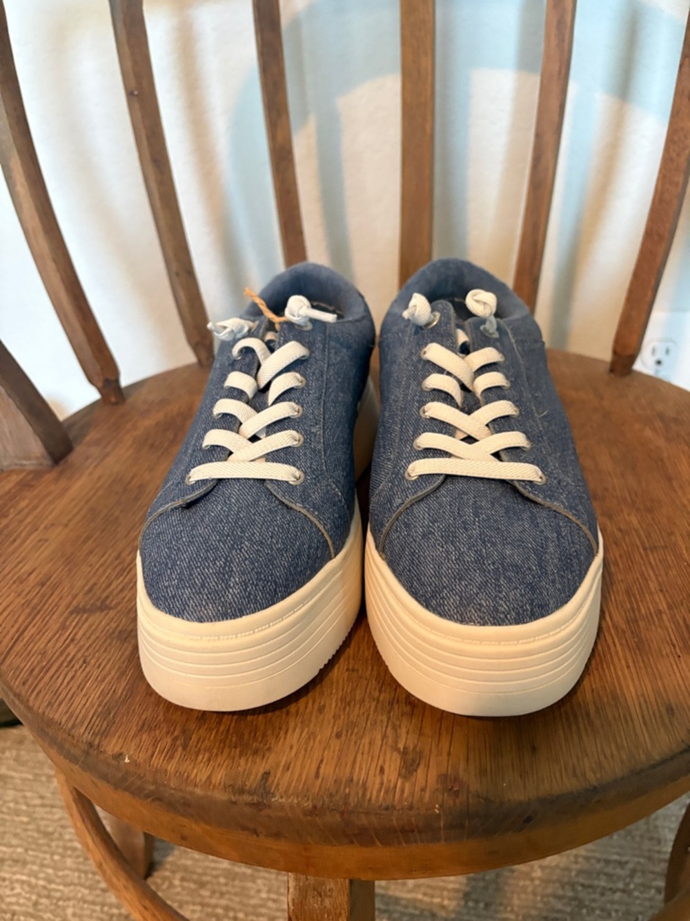 Denim Platform Sneakers - Blue